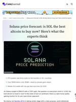 Solana price forecast: is SOL the best altcoin to buy now? Here's what the experts think - CoinJournal