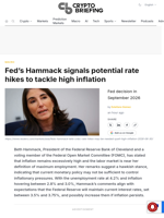 Fed's Hammack signals potential rate hikes to tackle high inflation