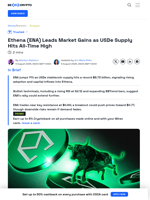 ENA Price Surges as USDe Supply Hits $8.73 Billion Record