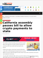 California assembly passes bill to allow crypto payments to state - The Crypto News Wire