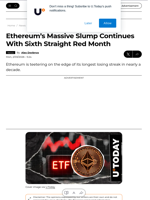 Ethereum’s Massive Slump Continues With Sixth Straight Red Month - U.Today