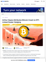 Arthur Hayes Says This Is What Actually Crashed Bitcoin
