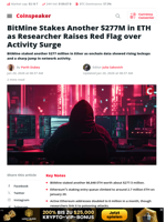 BitMine Stakes Another $277M in ETH as Researcher Raises Red Flag over Activity Surge - Coinspeaker