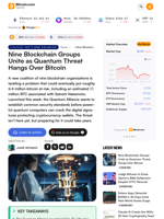 Nine Blockchain Groups Unite as Quantum Threat Hangs Over Bitcoin