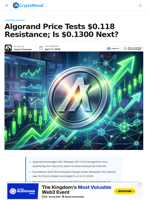 Algorand Price Tests $0.118 Resistance; Is $0.1300 Next?