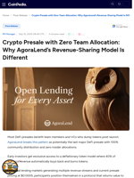 Crypto Presale with Zero Team Allocation: Why AgoraLend's Revenue-Sharing Model Is Different