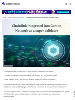 Chainlink integrated into Canton Network as a super validator - CoinJournal