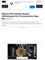 Bitcoin ETFs Retain Steady Withdrawals for 5 Consecutive Days - U.Today