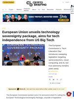 European Union unveils technology sovereignty package, aims for tech independence from US Big Tech