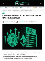 Charles Schwab’s $7.3T Platform to Add Bitcoin, Ethereum - Crypto News Flash