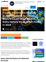Crypto Traders Are Flipping $1,000 Into Ozak AI — Early Buyers Could Sit on $4,000 Gains Before the Bull Run Peaks in 2026 | Live Bitcoin News