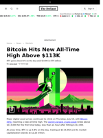  Bitcoin Hits New All-Time High Above $113K - 