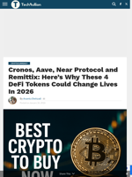 Cronos, Aave, Near Protocol and Remittix: Here's Why These 4 DeFi Tokens Could Change Lives In 2026 - TechBullion