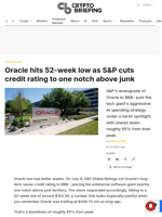 Oracle hits 52-week low as S&P cuts credit rating to one notch above junk