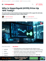 Why Is Hyperliquid (HYPE) Price Up 18% Today? - Coinspeaker