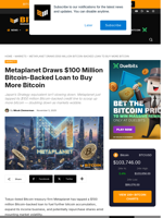 Metaplanet Looks To Buy The BTC Dip After $100 Million Loan