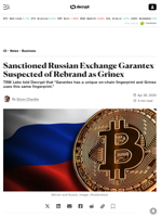 Sanctioned Russian Exchange Garantex Suspected of Rebrand as Grinex - Decrypt