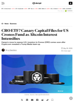 CRO ETF? Canary Capital Files for US Cronos Fund as Altcoin Interest Intensifies - Decrypt