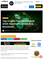 Top Crypto Presale Projects 2025: Nexchain, Web3 AI & BlockDAG | Live Bitcoin News