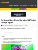 The Binance Effect: Altcoin Skyrockets 500% After Exchange Support