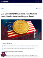 U.S. Government Shutdown Hits Markets Hard: Stocks, Gold, and Crypto React