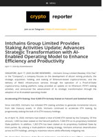 Intchains Group Limited Provides Staking Activities Update; Advances Strategic Transformation with AI-Enabled Operating Model to Enhance Efficiency and Productivity