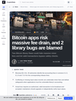 Bitcoin apps risk massive fee drain, and 2 library bugs are blamed