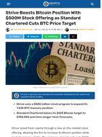 Strive Bitcoin Stock Sale as Standard Chartered Cuts Target