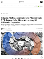 Bitcoin Stablecoin Network Plasma Sets XPL Token Sale After Attracting $1 Billion in Deposits - Decrypt