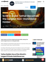Tether Becomes Largest Non-State Gold Holder $23B!