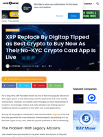 XRP Replace By Digitap Tipped as Best Crypto to Buy Now As Their No-KYC Crypto Card App Is Live | Live Bitcoin News