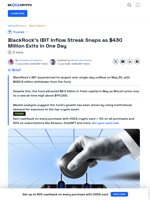 BlackRock’s Bitcoin ETF Saw its First Daily Outflow Since April