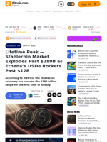 Lifetime Peak — Stablecoin Market Explodes Past $280B as Ethena’s USDe Rockets Past $12B – Crypto News Bitcoin News