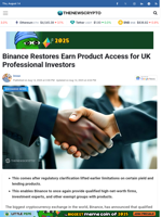 Binance Restores Earn Product Access for UK Professional Investors - TheNewsCrypto