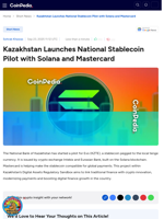 Kazakhstan Launches National Stablecoin Pilot with Solana and Mastercard