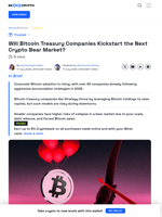 How Corporate Bitcoin Holders Will Trigger the Next Bear Market
