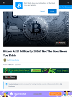 Bitcoin At $1 Million By 2026? Not The Good News You Think
