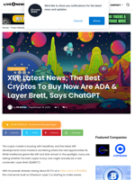 XRP Latest News; The Best Cryptos To Buy Now Are ADA & Layer Brett, Says ChatGPT | Live Bitcoin News