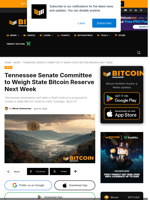 Tennessee Senate Committee To Weigh State Bitcoin Reserve Next Week