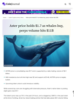 Aster price holds $1.7 as whales buy, perps volume hits $11B - CoinJournal