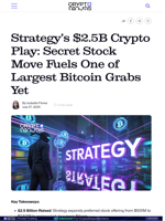 Strategy’s $2.5B Crypto Play: Secret Stock Move Fuels One of Largest Bitcoin Grabs Yet