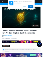 ChatGPT Predicts BNB to Hit $2,500 This Year: Here Are Best Crypto to Buy It Recommends