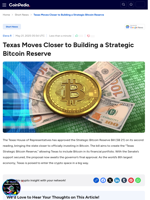 Texas Moves Closer to Building a Strategic Bitcoin Reserve