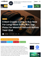 6 Best Crypto Coins to Buy Now For Long-term 500% ROI: Top Picks For Massive Returns Before Year-End | Live Bitcoin News