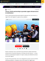 Taurus, Parfin broader institutional adoption with new partnership
