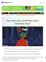 Top crypto price predictions today: Chainlink, PepeX - CoinJournal