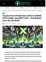 Crypto Price Predictions: Bitcoin to $100K, Ethereum to $2K, and XRP to $3 – The Bullish Case for Q2 2025