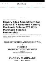 Canary Files Amendment for Solana ETF Renamed Canary Marinade Solana ETF With Marinade Finance Partnership - 