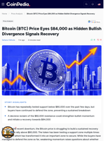 Bitcoin (BTC) Price Eyes $84,000 as Hidden Bullish Divergence Signals Recovery