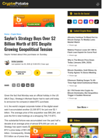 Saylor's Strategy Buys Over $2 Billion Worth of BTC Despite Growing Geopolitical Tension